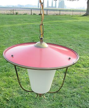Vintage Chandelier Pendant Chinese Lantern Form Red Lovely Opaline