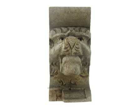 Antique Pair Corbel Hand Carved Wood Architectural reclaimed Lion Head Trim