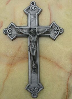 Very Lovely Tin Pewter Hanging Crucifix Cross Jesus Christ Decorative Antique
