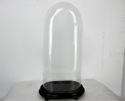 L Antique Victorian Oval Hand Blown Glass Globe Dome Clock Steampunk 19" x 8.66"