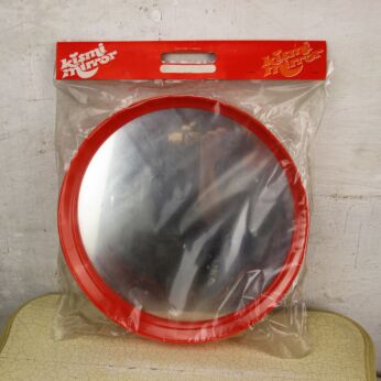 Retro Vintage Round Orange Bathroom Mirror Seventies NOS Belgium Kismi HTF