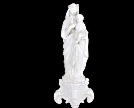 Large French Antique 1900 Bisque Statue Virgin Mary Our Lady Infant Jesus Exquisite 16.92" Marked