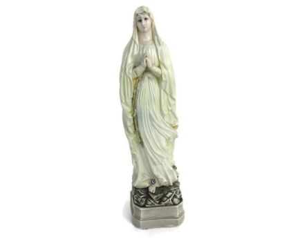 Chapel Statue Virgin Mary Madonna Our Lady of Lourdes  Plaster France 18.89"