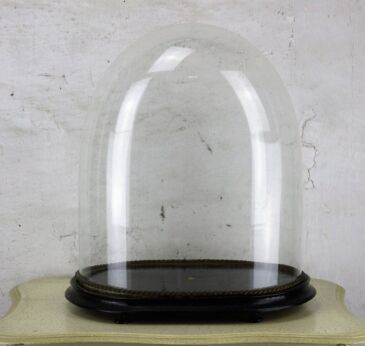 Victorian Antique Oval Hand Blown Glass Dome Globe Mantle Clock 17.32" x 15.35"