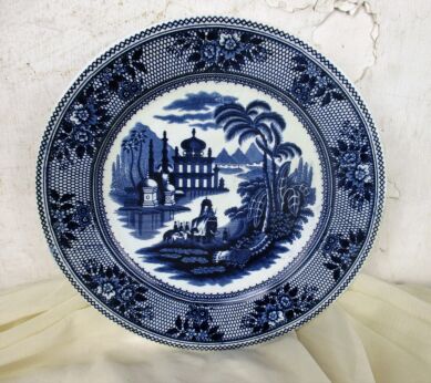 Petrus Regout Maastricht Holland Plate Delhi Blue White Eastern Landscape HTF
