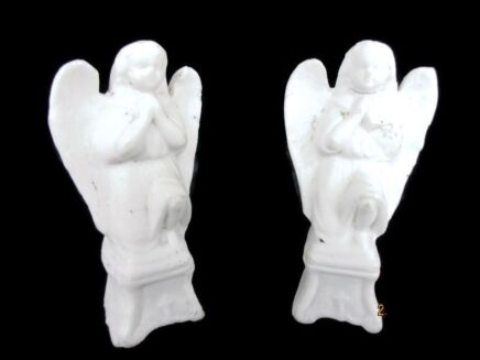 Miniature Couple Angel Statues Figurines Antique Porcelain Praying Angels