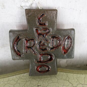 Mid Century Modern Ceramic Modernist Crucifix Credo Era Amphora Perignem 5.1"