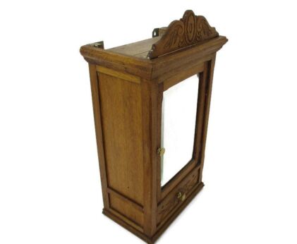 Kitchen Apothecary Bathroom Cabinet Beveled Glass Mirror Hand Carved Oak Flowers