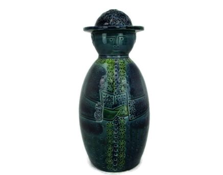 Rare Mid Century Italian Ceramic Rimini Blue Lamp Base Figure Priest era Bitossi Aldo Londi Collector