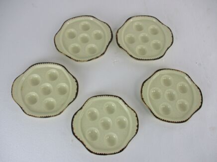 Treviso Pagnossin Italian Set of 5 French Escargots Snail Plates Dishes Porcelain Faience Earthenware