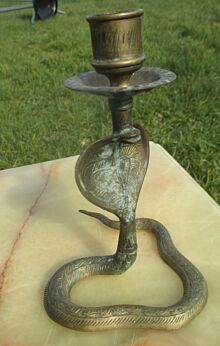 Vintage Cobra Snake Art Deco Candle Holder Brass
