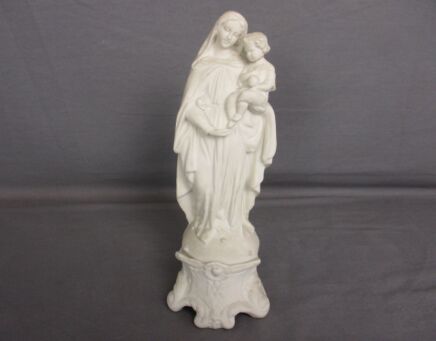 French Antique 1900 Bisque Statue Virgin Mary Our Lady Madonna Infant Jesus 9.8"