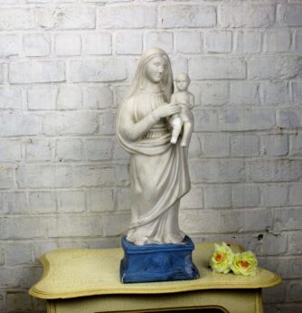 Large Virgin Mary Madonna & Child Plaster Statue Church Chapel 23.62"