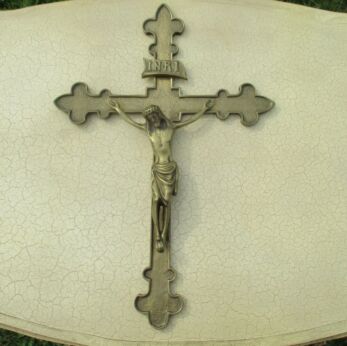 Antique Gothic Heavy Completely Brass Crucifix Cross Jesus Christ Ornate 16.73"