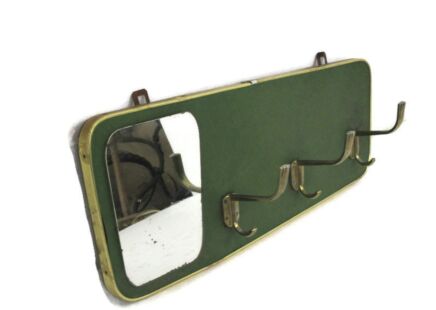 Retro Wall Rack Shelf Coat Rack Mirror Rockabilly Style Green Funky