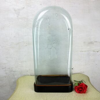 L Antique Victorian Rectangular Square Hand Blown Glass Globe Dome HTF 20.86"