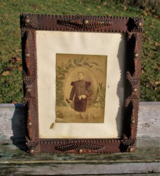 antique Wall hanging  picture frame trench Art Soldier very rare Gorgeous