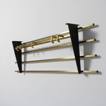 Mid Century Modern Coat Hat Rack Hooks Gold  Black Vintage Funky