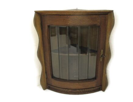 Corner Cabinet Beveled Glass Door Display China Carved Wood Gorgeous Vintage