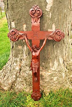 Stunning Large Ornate Carved Wood Hanging Crucifix Cross Jesus Christ 31.88"