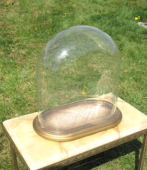 Antique Oval Hand Blown Glass Globe Dome Clock Display Doll Steampunk 13.39"