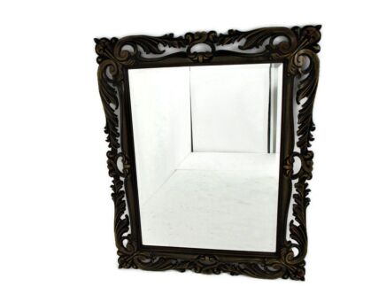 Large Wooden Wall Hanging Beveled Glass Mirror Vanity Hallway 30.5" x 24.4""