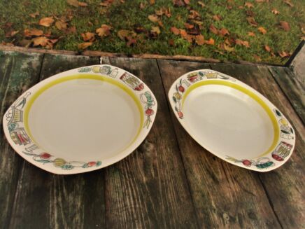 Two Rare Stavangerflint Norwegian Platters Plates Serving Trays Norge Collector