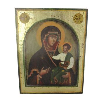 Vintage Wooden Icon Magnificat Madonna Infant Child Virgin Hodigitria Hand painted Gorgeous Copy