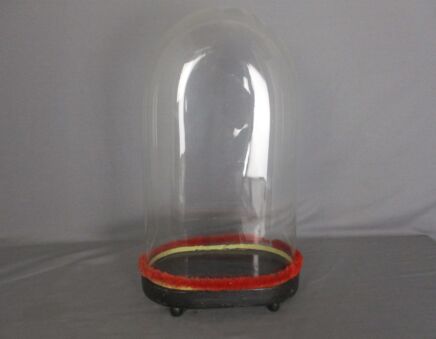 Antique Victorian Oval Hand Blown Glass Globe Dome Doll Clock 15.55"H 9.4"W