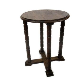 Large Gorgeous Edwardian Oak Wood Display Table Pedestal Plant Stand 25"