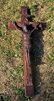 Lovely Completely hand Carved Wood Hanging Crucifix Cross Jesus Christ 29.92"