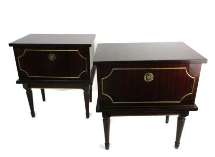 Pair Couple Vintage Night stands End tables Mid Century Modern Lackered Wood