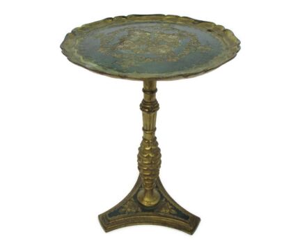 Florentine Gold Gilded Side Occasional Coffee Table Pedestal Italy Re-sine Hollywood Regency Italy