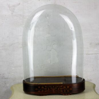 L Antique Victorian Oval Hand Blown Glass Globe Dome Clock Steampunk 20" x 15"
