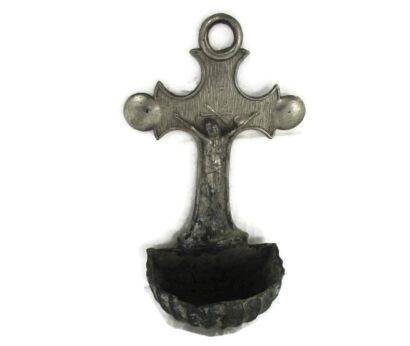 MIni Wall Holy Water Font Vessel Jesus Christ Spelter