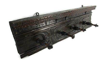 Antique 1800 century Coat Hat Rack Pegs Spindle Victorian Breton French