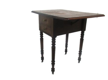 Antique Drop Leaf Gate Leg Table Cabinet Desk Hallway Furniture Drawers Sweet on Wheels