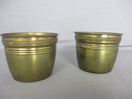 Small Two Vintage Brass Planters Jardinieres flower pots Ornate Embossed Beautiful