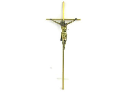 Lovely Vintage Ornate Wall Hanging Crucifix Cross  Corpus Christi Jesus Christ Brass  20.86"