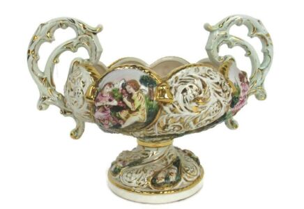 Capodimonte Italian Centerpiece Planter Porcelain Putti  Ornate Decorative Marked