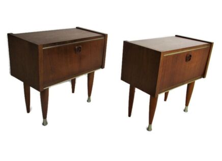 Retro Pair Danish Modern Teak Nightstands End tables Mid Century Modernist WOW