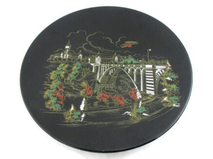 French Longwy Charger Plate Plaque Porcelain Marked Hand painted Luxemburg Vintage