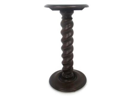 L Hand Carved Ornate Wood Barley Twist Pedestal Table Bonsai Plant Stand