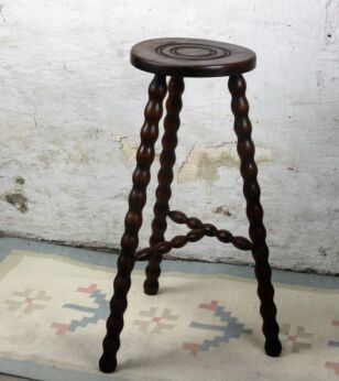 Jacobean Bobbin Legs Wooden Side Occasional Table Pedestal Plant Stand 28.34"