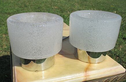 Vintage Pair Couple Peil & Putzler Table Desk Lamps Frosted Glass Rare Working
