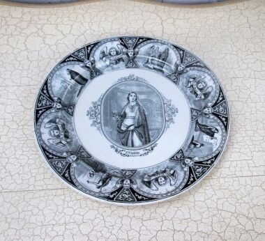 Rare Boch Keramis Cabinet Charger Collector Plate Saint Clotilde White black