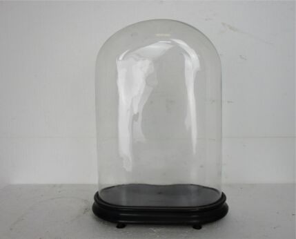 Antique Victorian Oval Hand Blown Glass Globe Dome Doll Clock 17.61" H 12.2"W