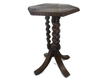 Barley Twist Wooden Side Display Coffee Side Wine Occasional Table Barn Country 3 Stems Wonderful