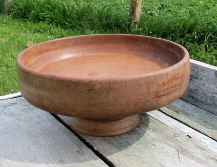 Vintage Large Wooden Pedestal Footed Bowl Woodenware Decorative