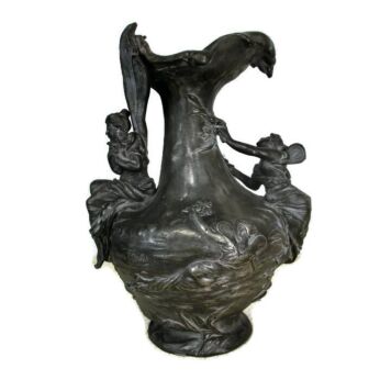 Art Nouveau Jar Pitcher Spelter Art Work Signed Marcel Debut Elves Mythology HTF